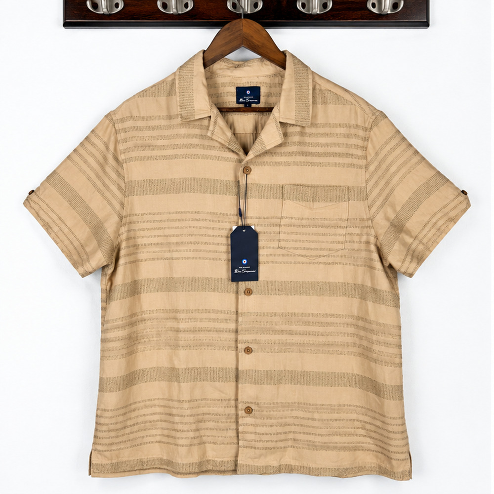 Ben Sherman Striped Button Up Shirt Size Small Safari Sands Vacation